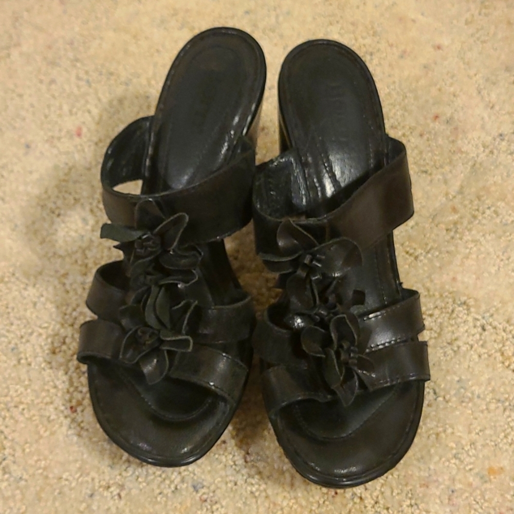 Born Black Leather Sandals